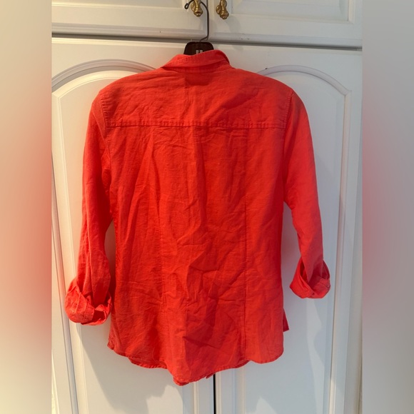 J Crew beautiful linen coral button-down top - Picture 4 of 5
